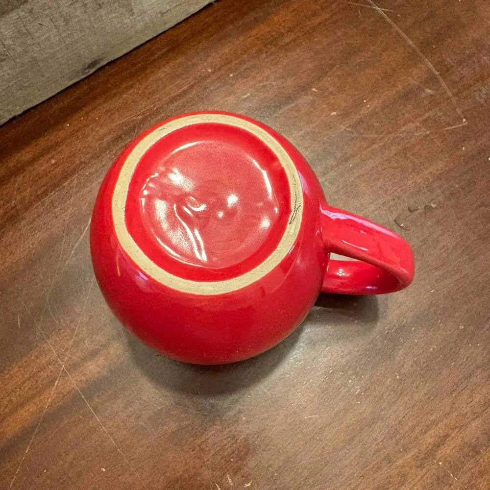 Glossy Red Ceramic Round Sphere Ball Coffee Mug Tea Cup 16oz Barrel Shape